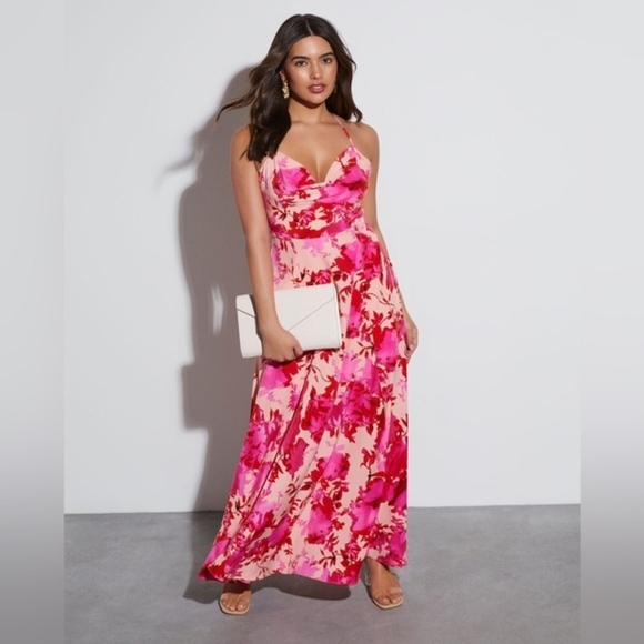 Women's Pink Floral Dress. New With Tags! Stunning! - Picture 2 of 5